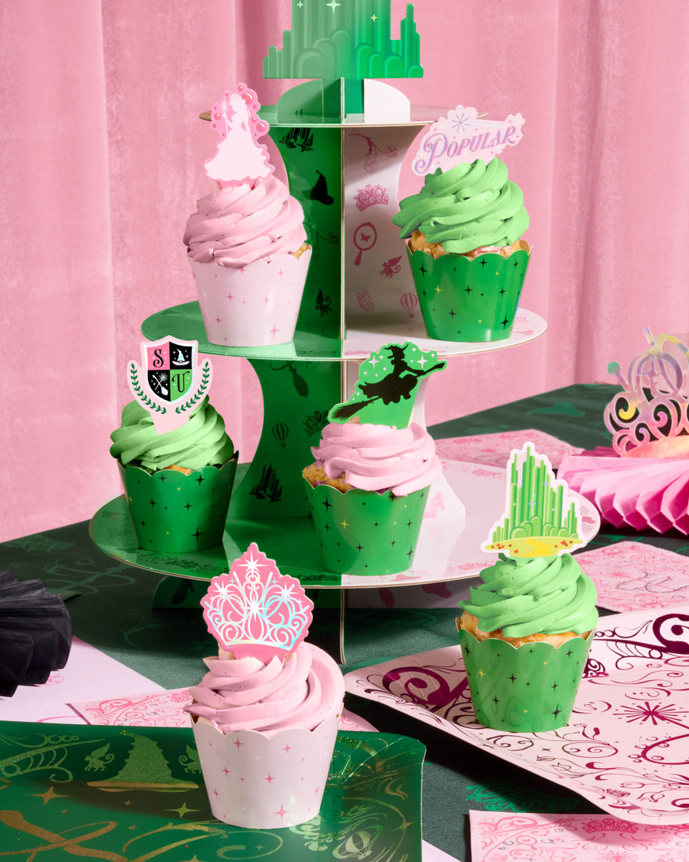 Emerald City Cupcake Set - 24 sets of liners + toppers