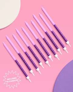 Purple Glitter Candles - 10 birthday candles