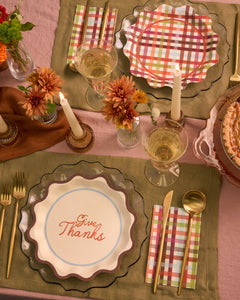Give Thanks Plaid Plates - 12 or 24 paper plates