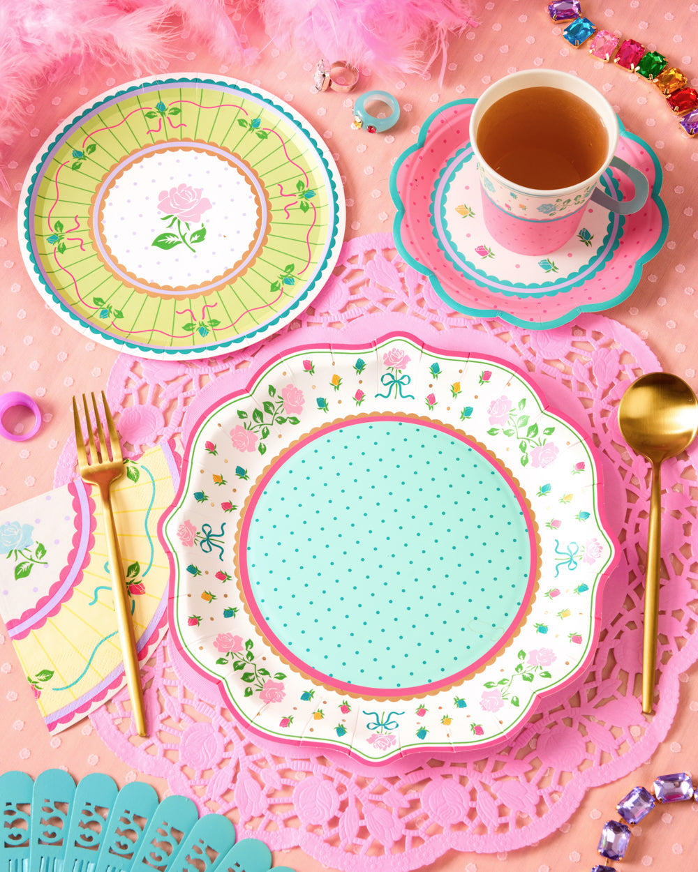 Tea Party Plates - pastel floral plates