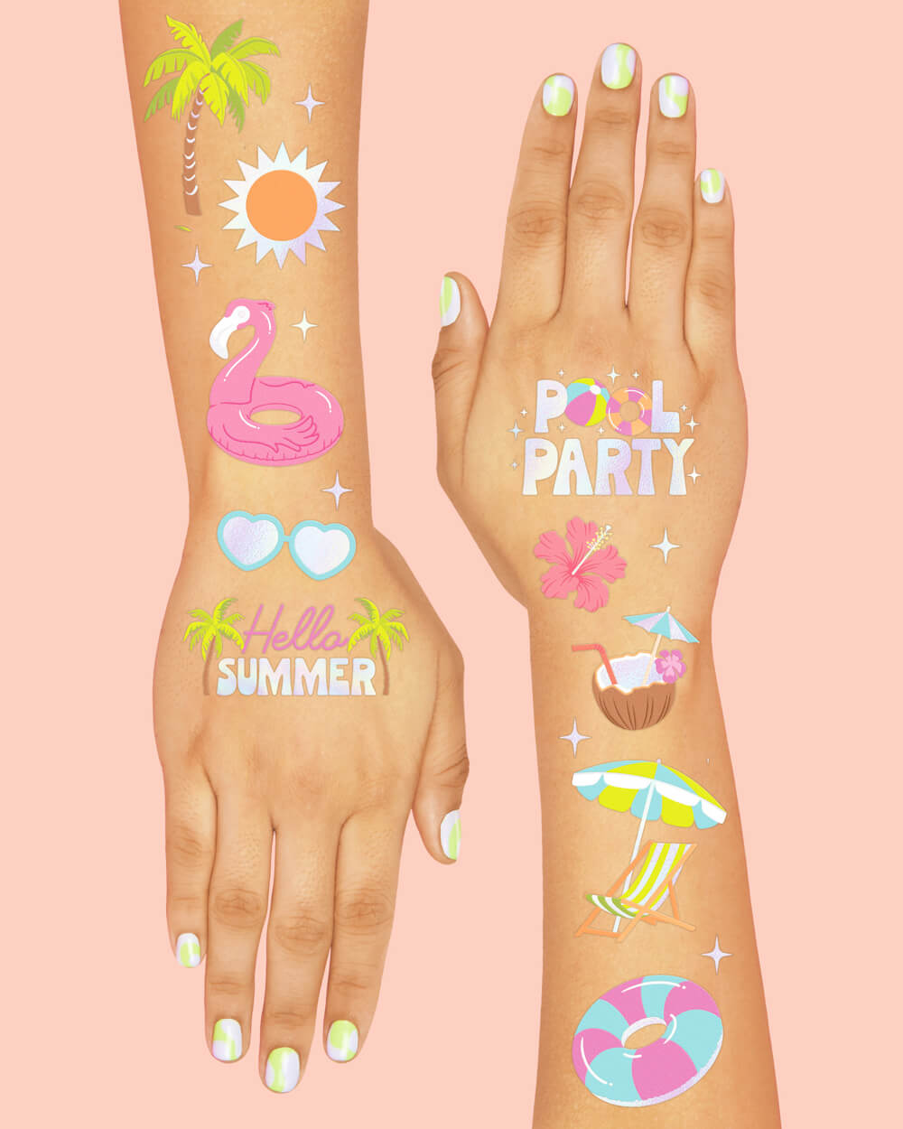 Pool Party Tats - 68 temporary tattoos