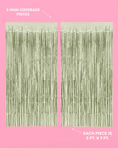 Martini Green Curtain - sage green foil curtain