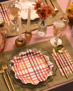 Give Thanks Plaid Plates - 12 or 24 paper plates