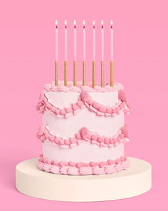 Pink + Gold Glitter Candles - 10 birthday candles