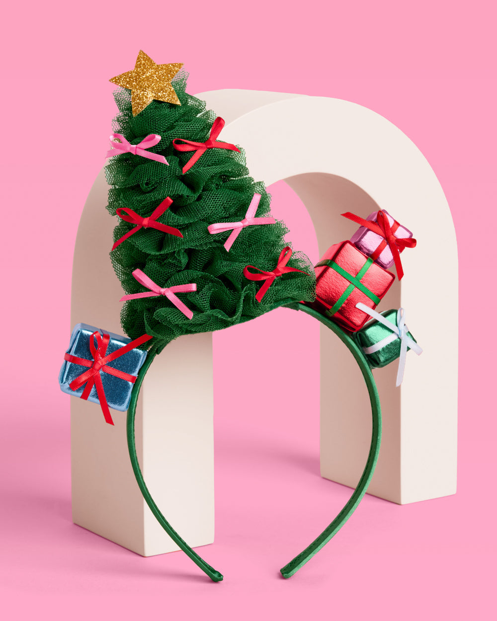 Christmas Tree Headband - green tulle headband