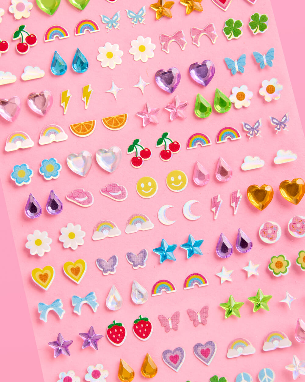 Girly Stick On Earrings - 65 sets, 130 pieces