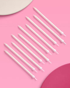 White Glitter Candles - 10 glitter candles