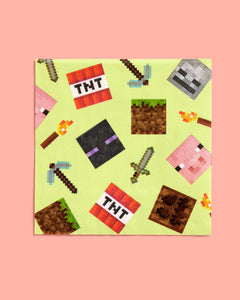 Pixel Mining Gamer Napkins - 25 paper napkins