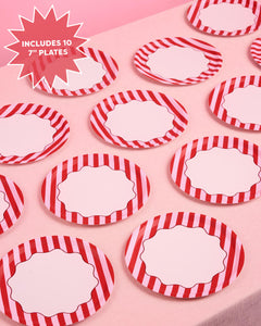 Candy Stripe Plates - 10 paper plates, 7in