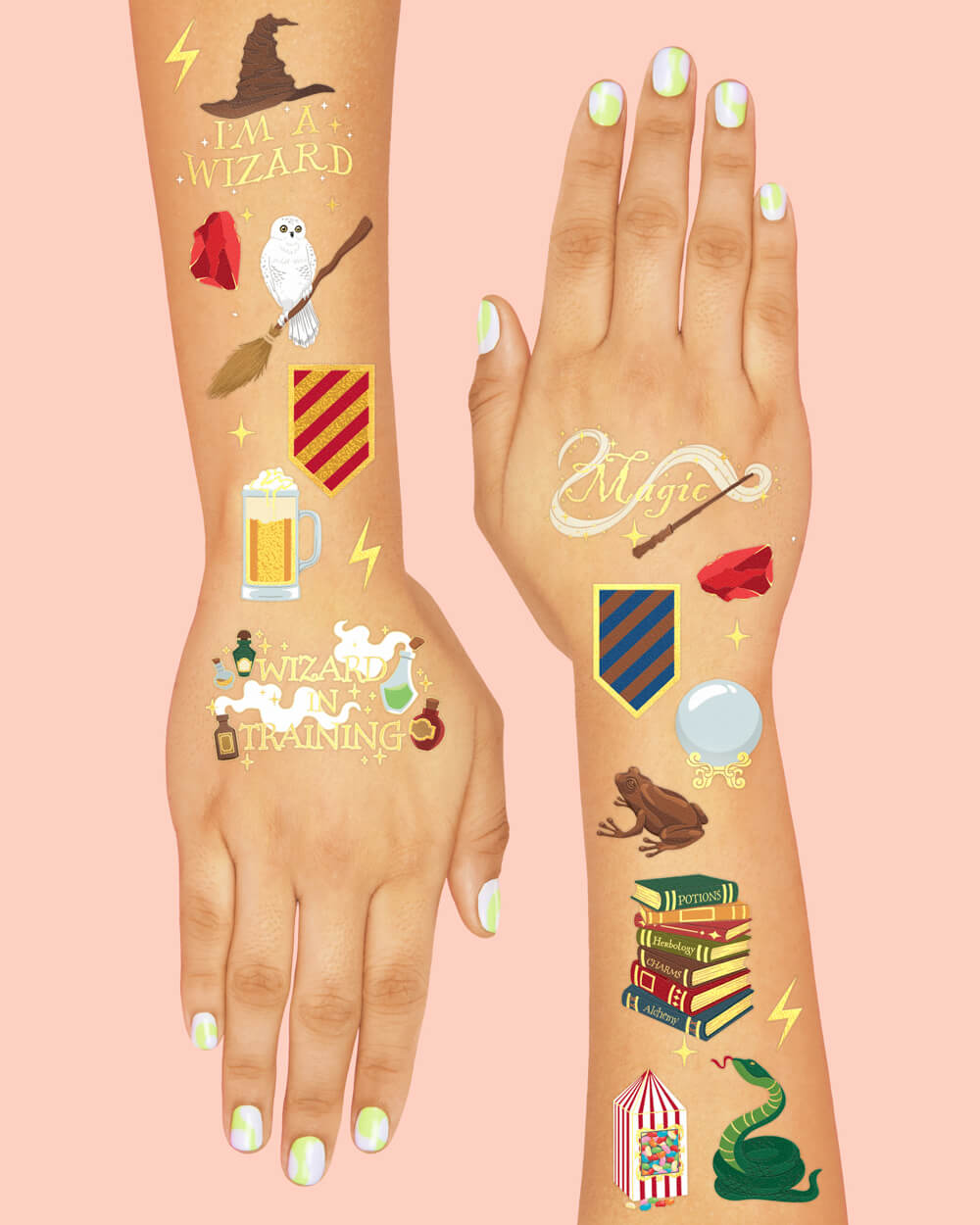 Wizard in Training Tats - 60 foil temporary tattoos