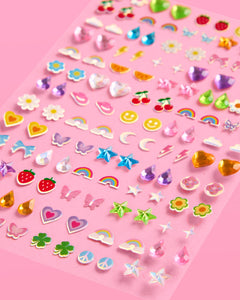 Girly Stick On Earrings - 65 sets, 130 pieces