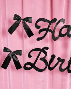 Little Black Bow Banner - black glitter banner