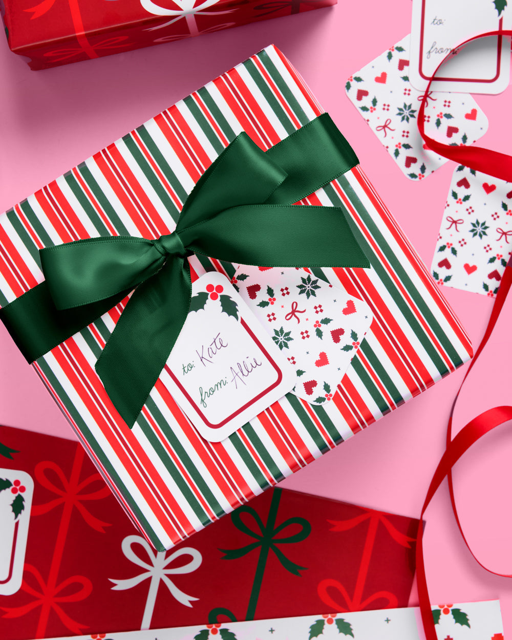 A Merry Mix Wrapping Paper Set - 12 sheets + 16 tags