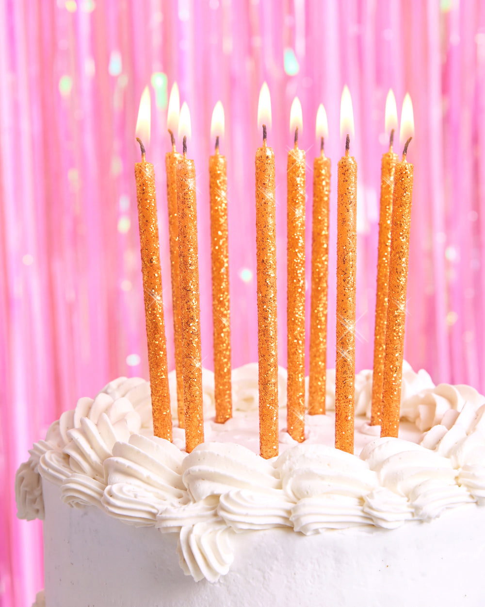Orange Glitter Candles - 10 glitter candles