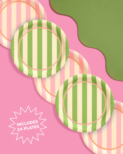 Pool Boy Plates - 24 striped paper plates