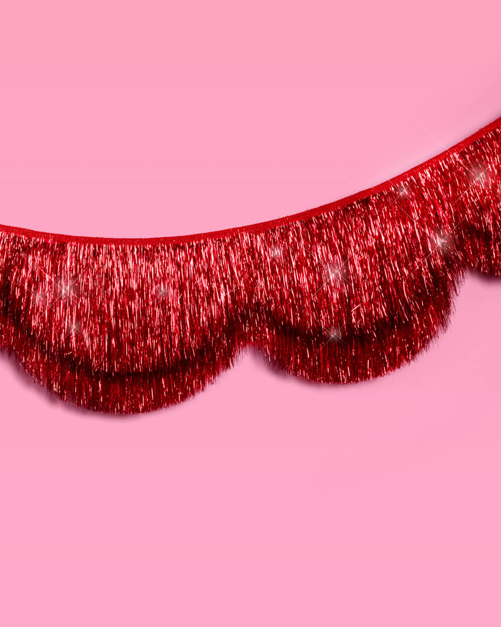 Cherry Red Fringe - scalloped banner