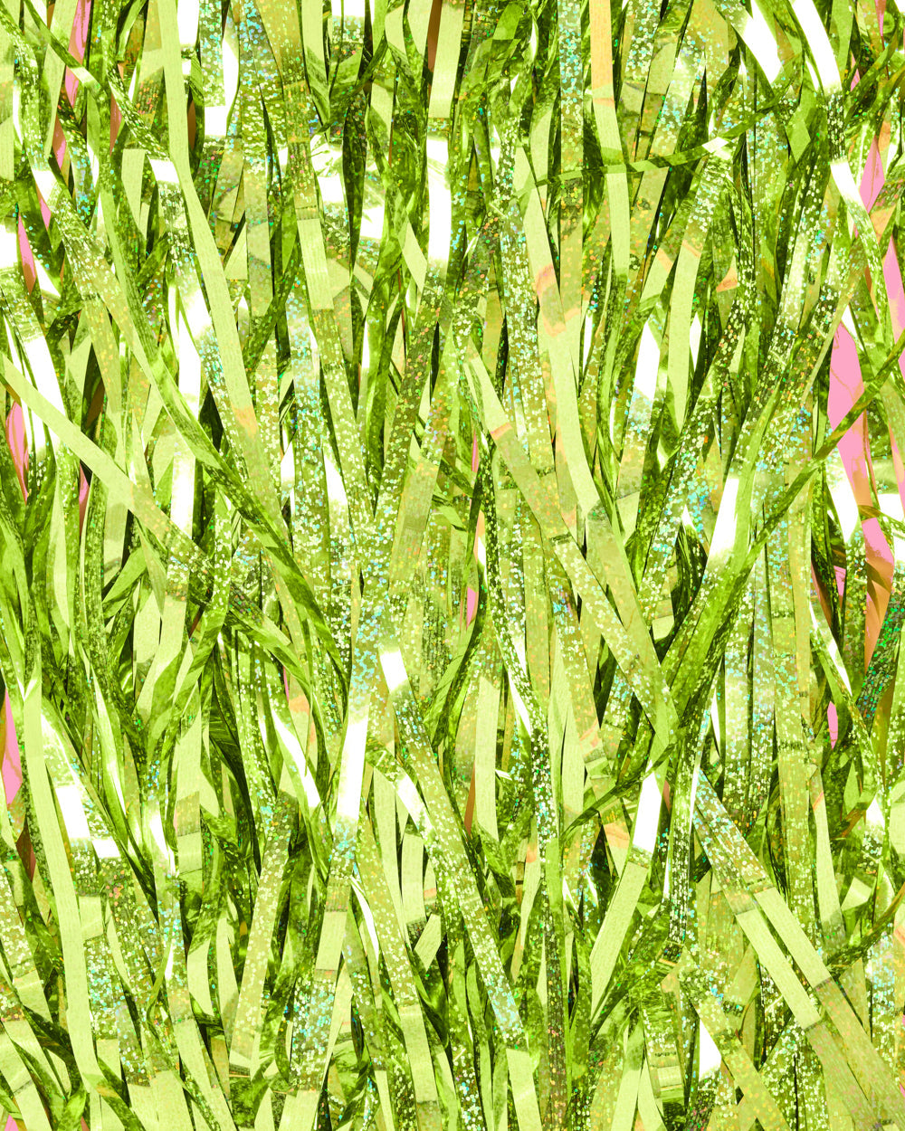 Limelight Curtain - holographic green foil curtain