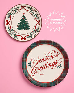 Seasons Greetings Plates - 16 or 32 paper plates