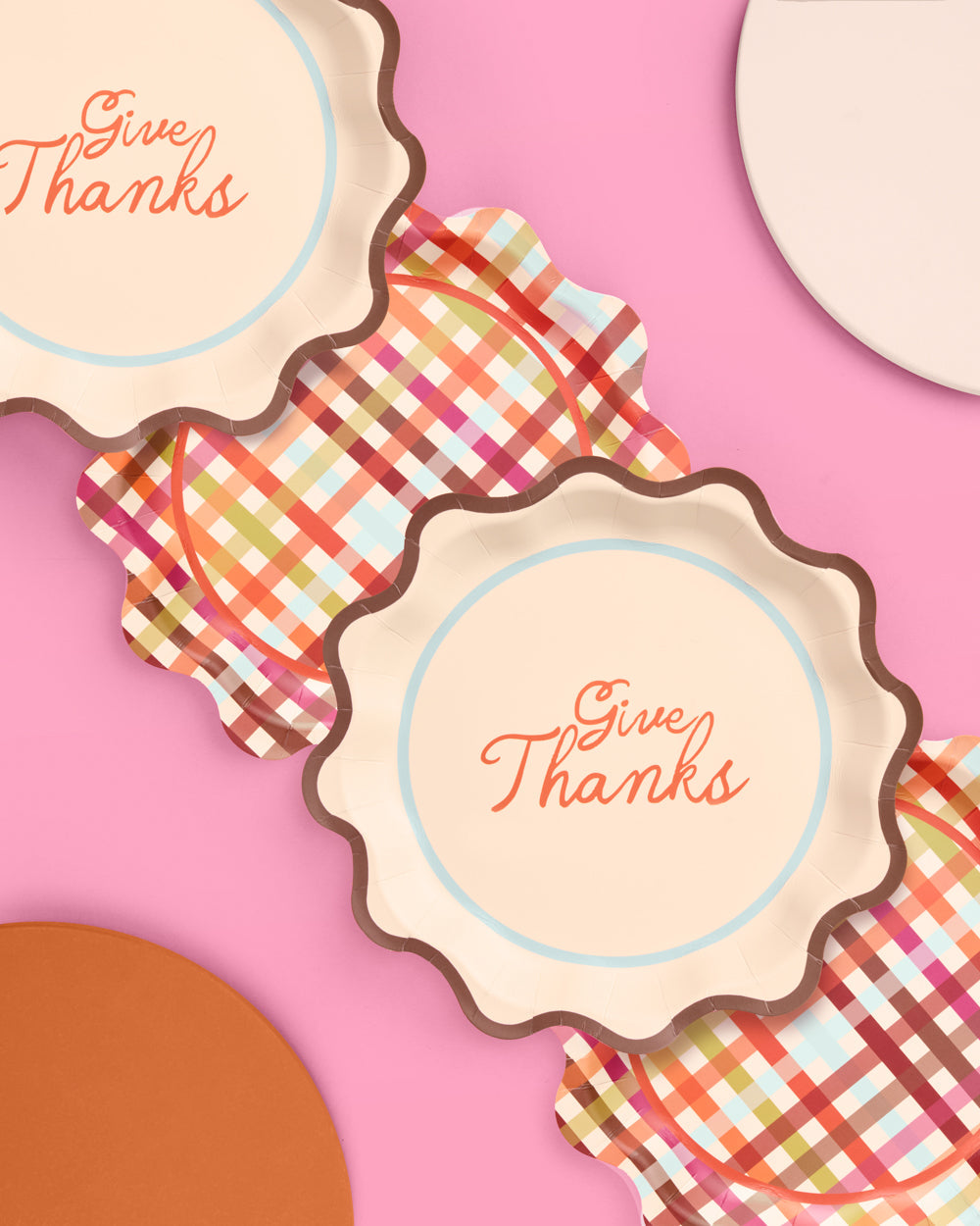 Give Thanks Plaid Plates - 12 or 24 paper plates