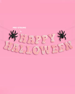 Creepin' it Cute Banner - pink gingham + spider banner