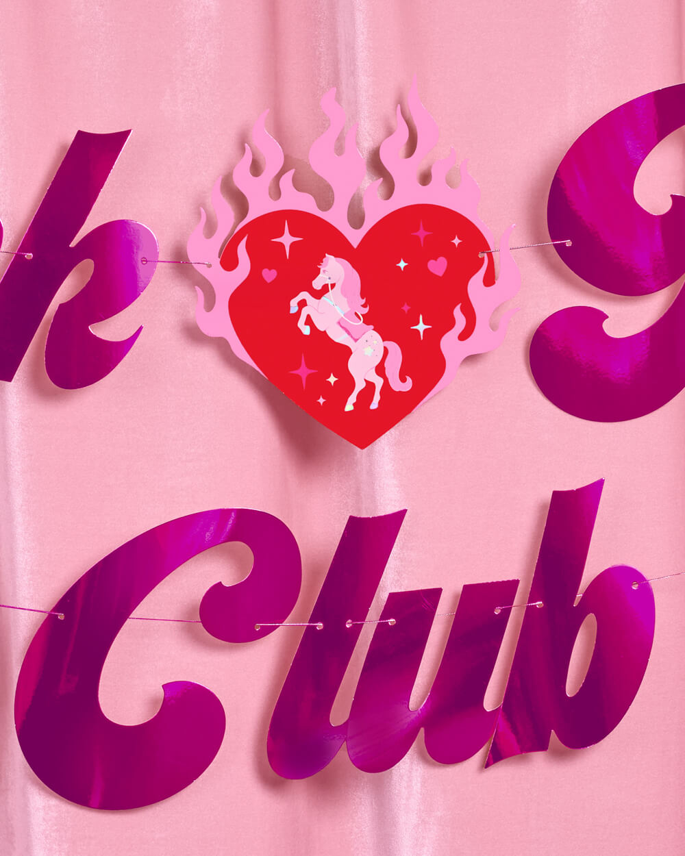 Pink Pony Club Banner - pink foil banner