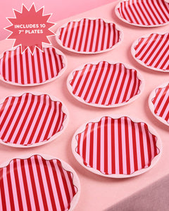 Candy Stripe Plates - 10 paper plates, 9in