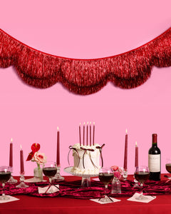 Cherry Red Fringe - scalloped banner