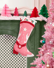 Cowgirl Boot Stocking - pink and red stocking