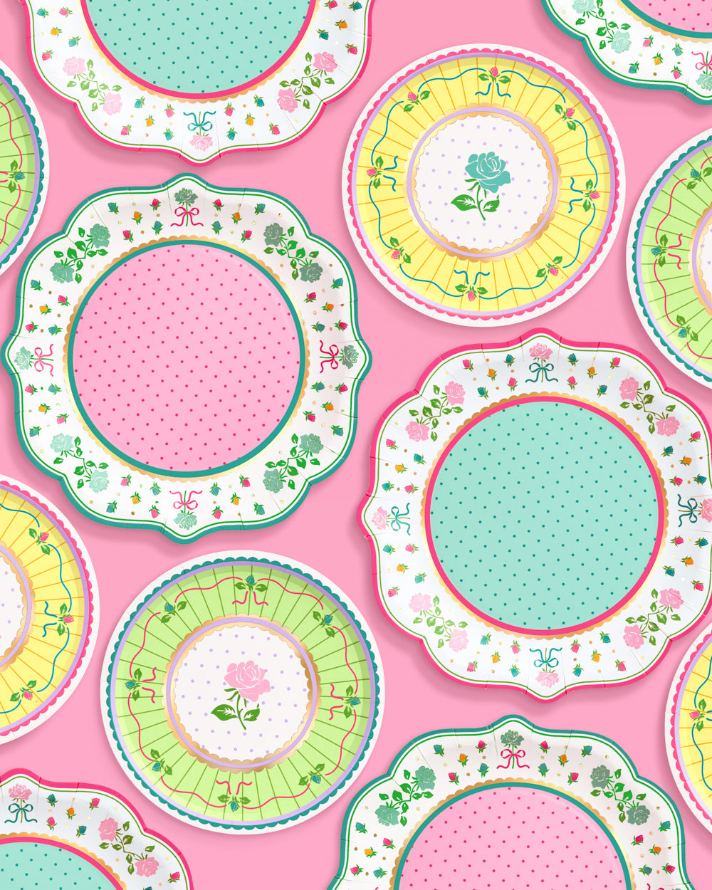 Tea Party Plates - pastel floral plates
