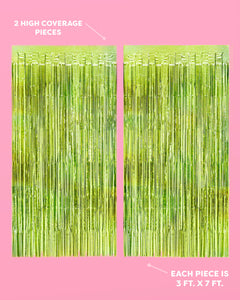 Limelight Curtain - holographic green foil curtain