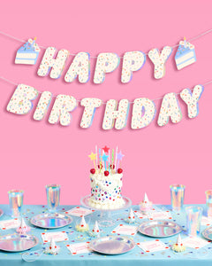 Bday Cake Banner - iridescent foil banner