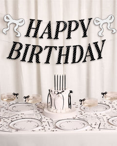 Polka Dot Birthday Banner - black + white pre strung banner