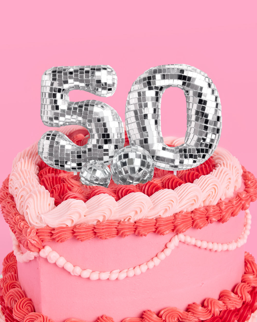 50 Disco Topper - 6 pc mirrored cake toppers