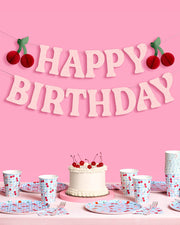 Cherry Bday Banner - 3D glitter banner