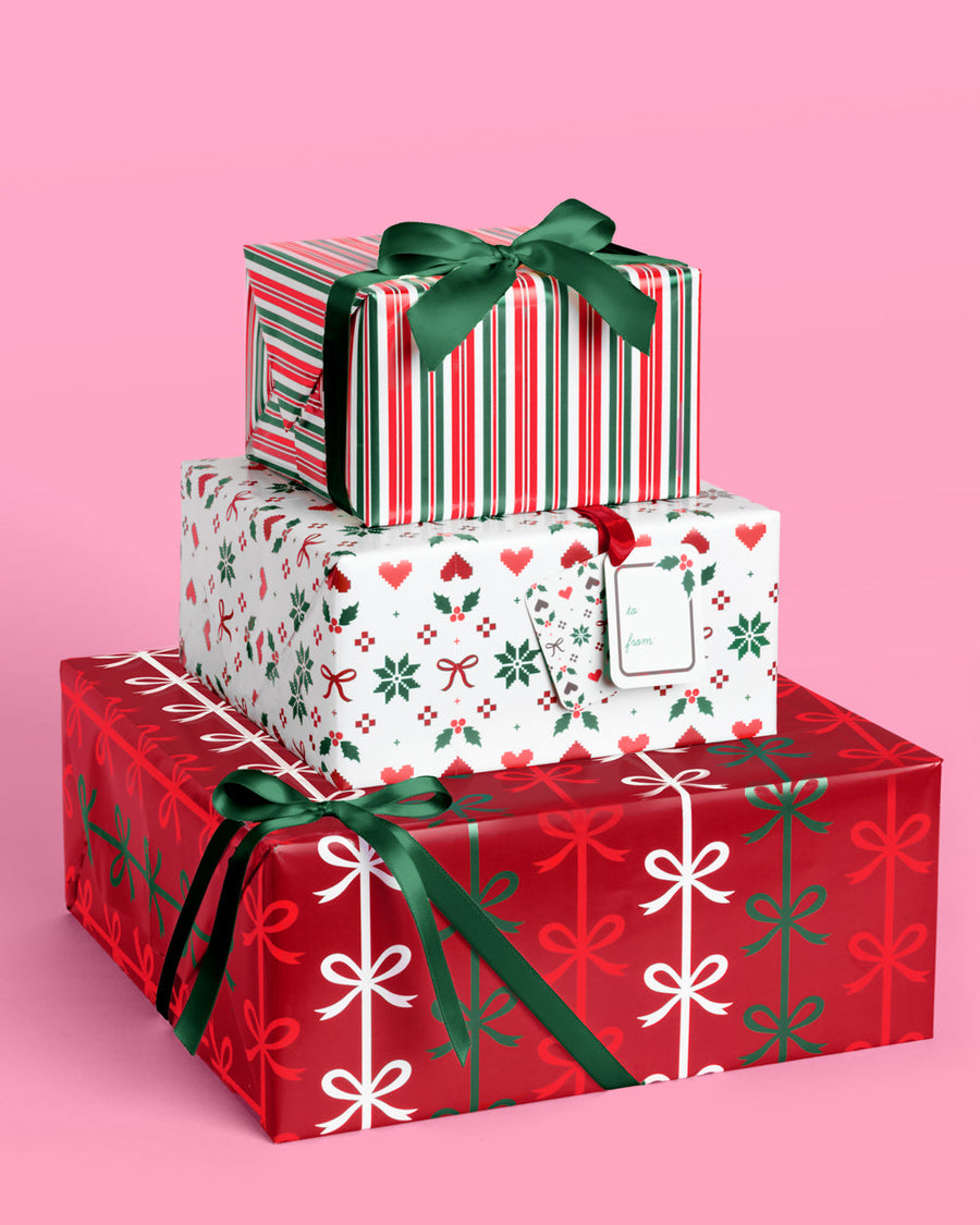A Merry Mix Wrapping Paper Set - 12 sheets + 16 tags