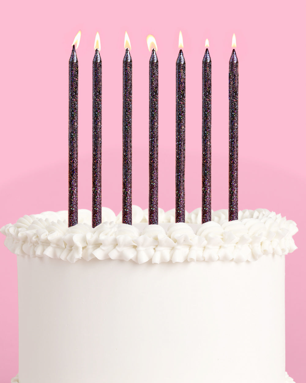 Midnight Sparkle Candles - 10 black glitter candles