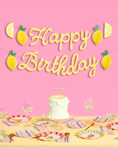Happy Birthday Lemon Banner - lemon birthday banner