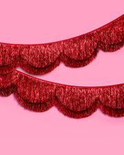 Cherry Red Fringe - scalloped banner