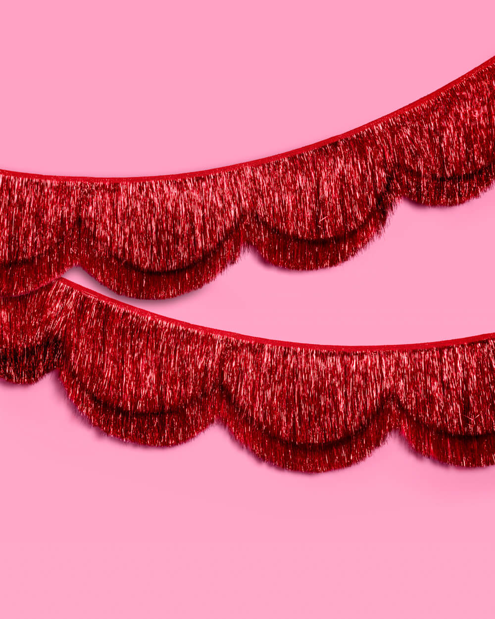 Cherry Red Fringe - scalloped banner