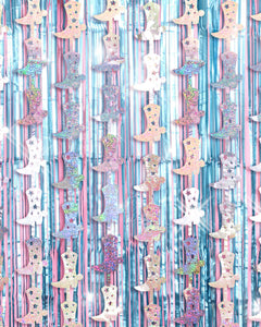 Blue Cowgirl Curtain Pack - cowgirl boot + fringe curtains