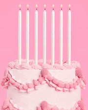 White Glitter Candles - 10 glitter candles