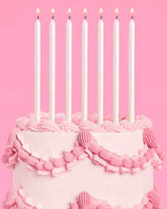 White Glitter Candles - 10 glitter candles