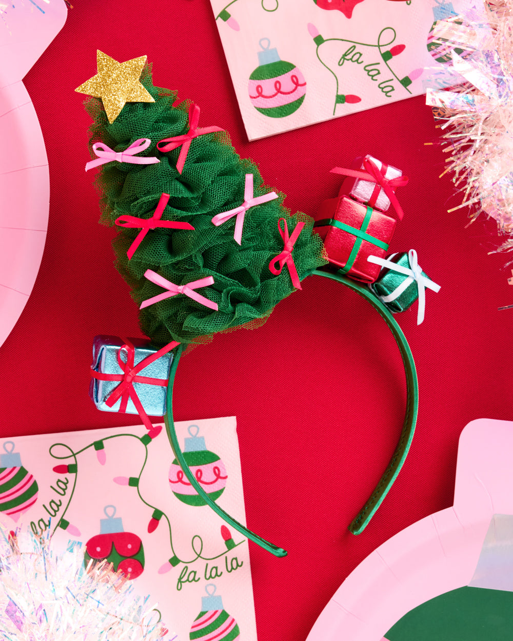 Christmas Tree Headband - green tulle headband