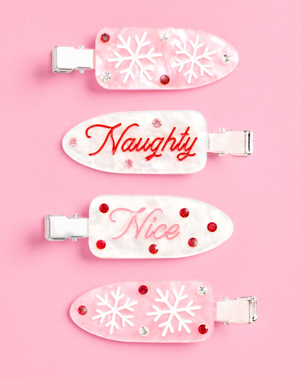 Naughty or Nice Hair Clips - 4 christmas clips