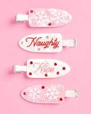 Naughty or Nice Hair Clips - 4 christmas clips