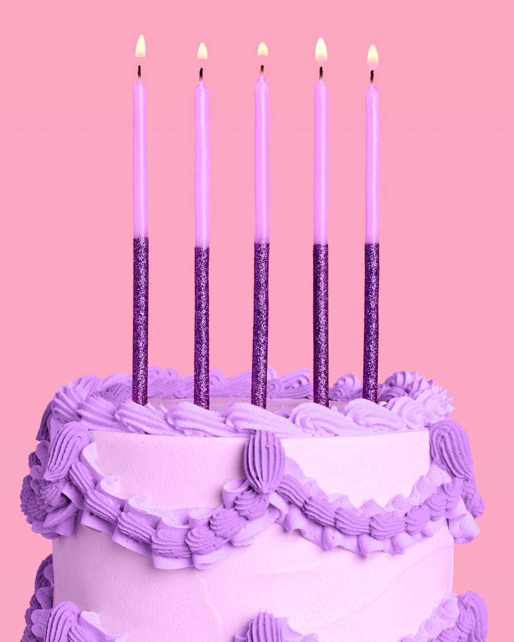 Purple Glitter Candles - 10 birthday candles