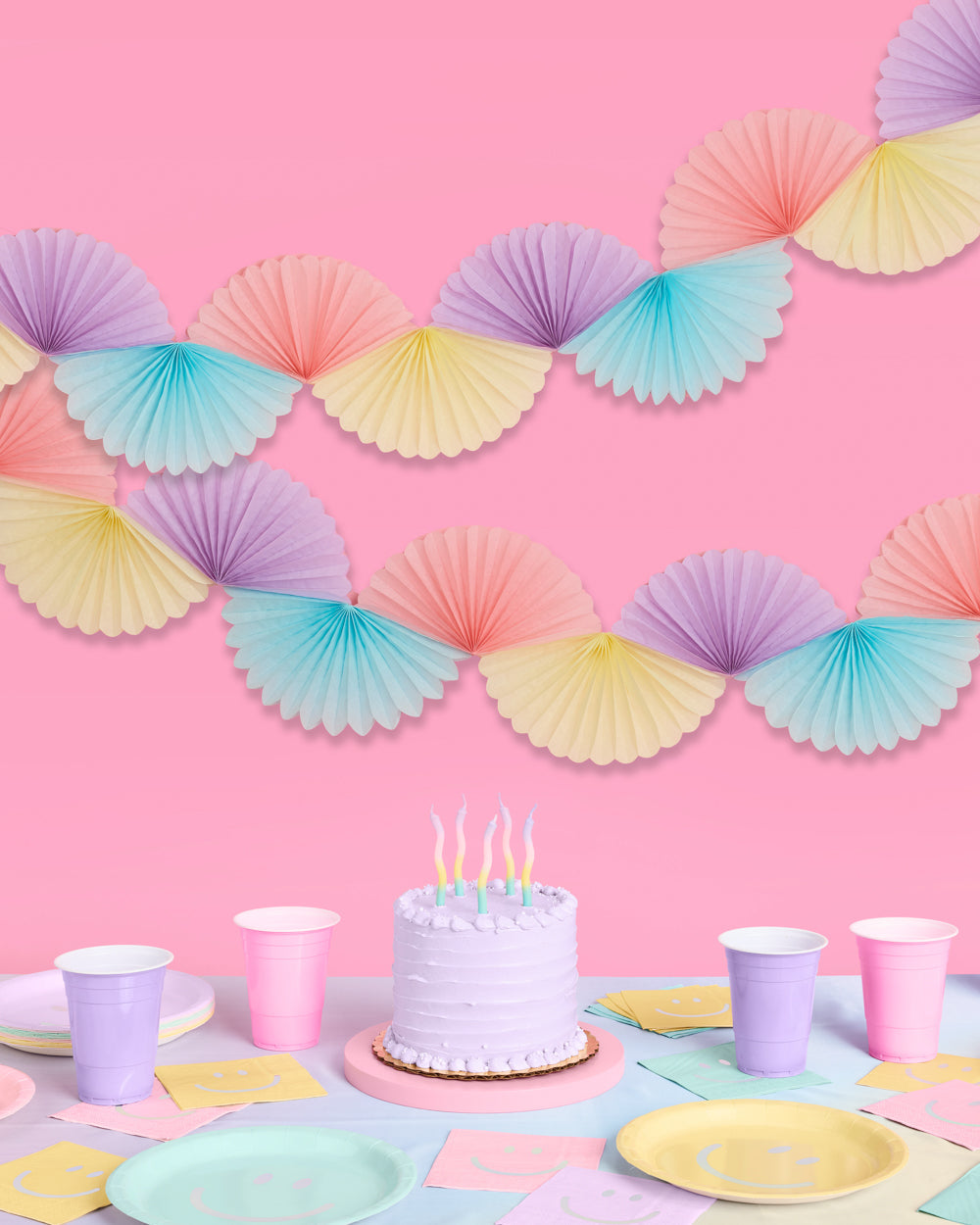 Pastel Party Garland - paper fan banner