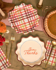 Give Thanks Plaid Plates - 12 or 24 paper plates