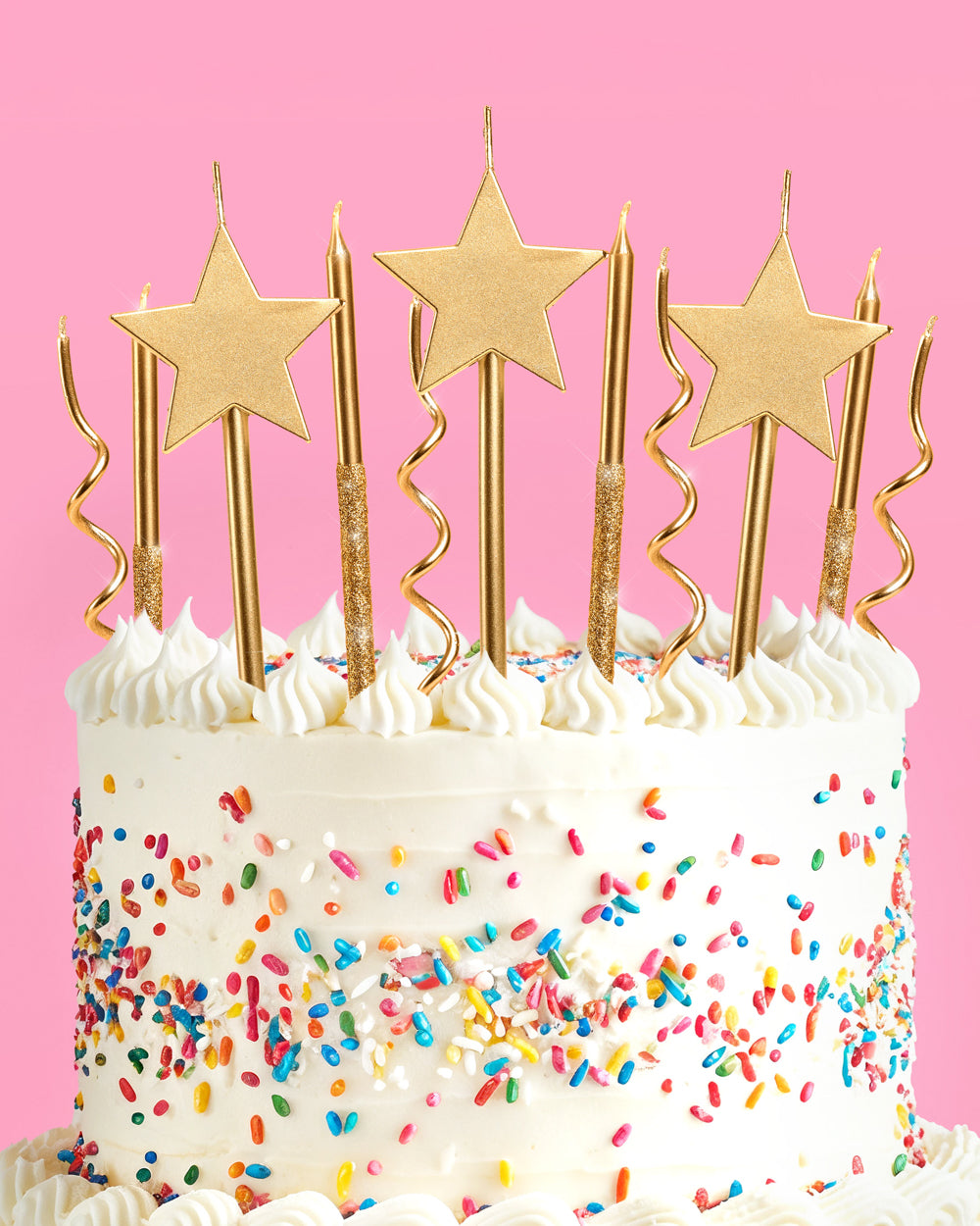 Make a Wish Gold Candles - 14 gold glitter candles
