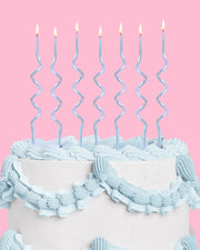 Pearl Blue Candles - 10 wavy candles